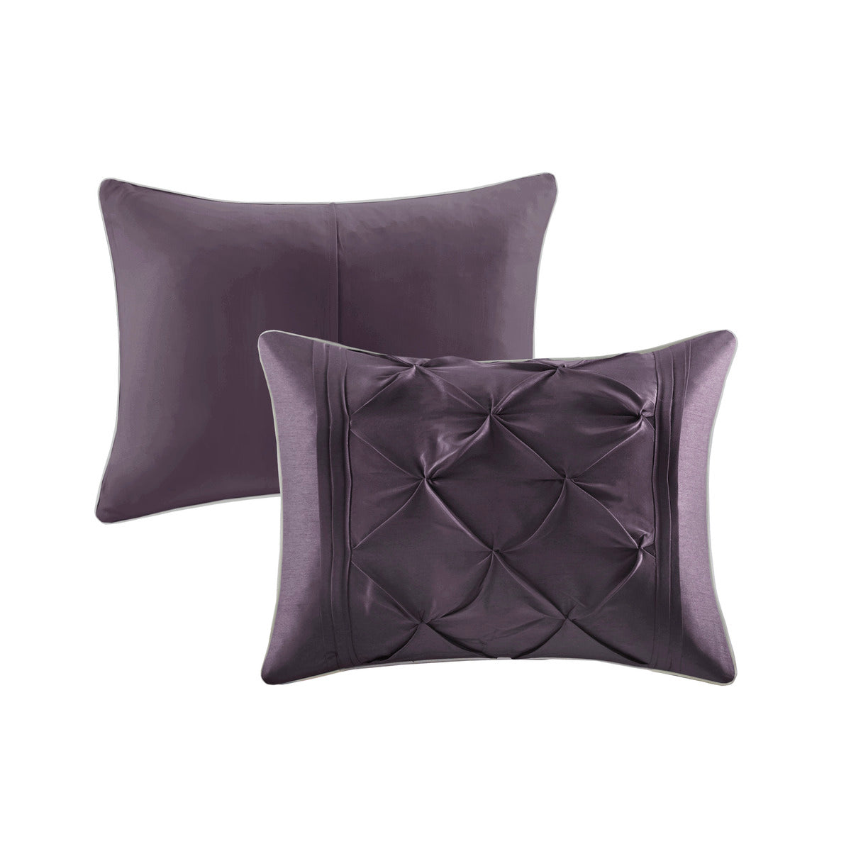 Deep Plum 7 Piece Tufted Comforter Set with Elegant Detailing