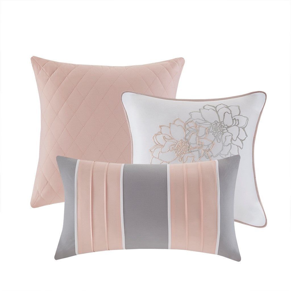 Peach Blossom Floral Cotton Sateen Comforter with Hypoallergenic Fill