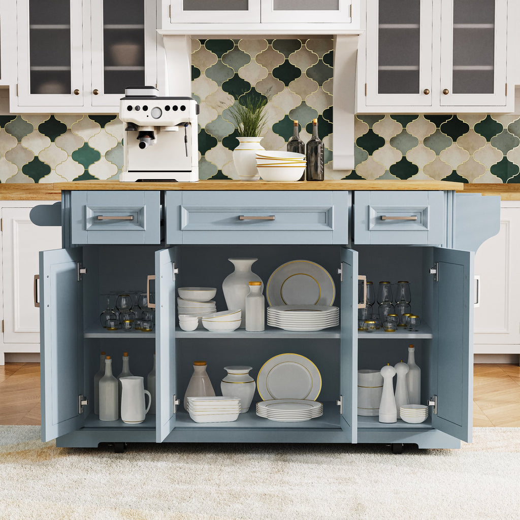 54" Kitchen Island with Drop Leaf and Storage