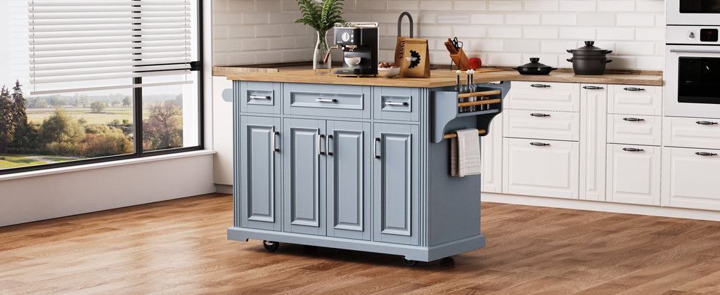 54" Kitchen Island with Drop Leaf and Storage