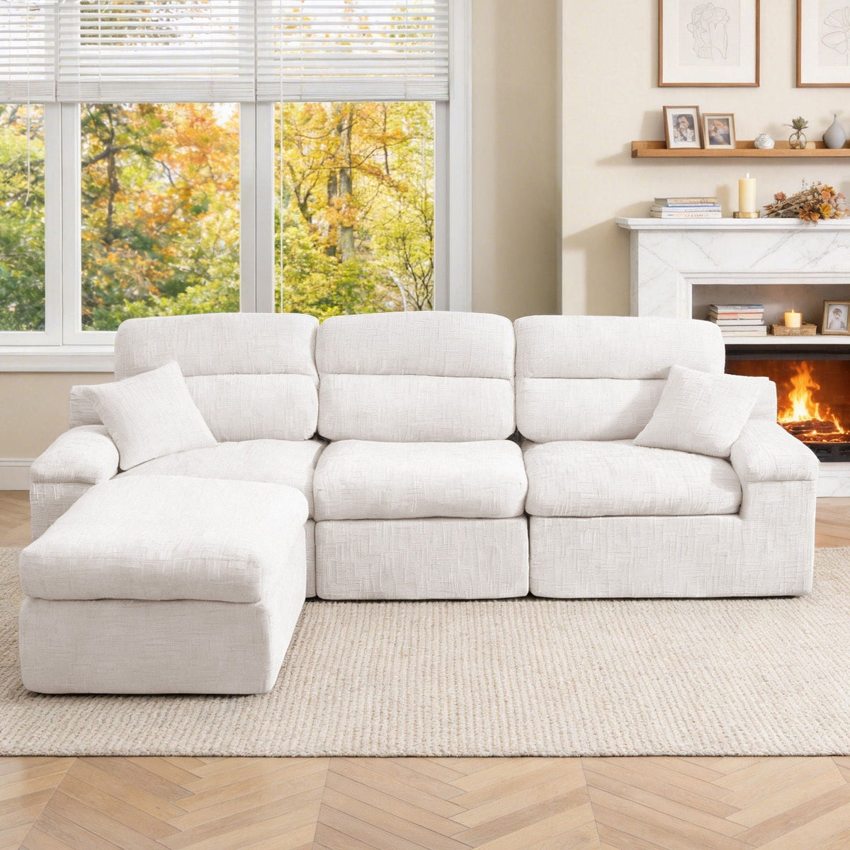Corner Chaise Sofa with High Backrest - 2 Piece Set