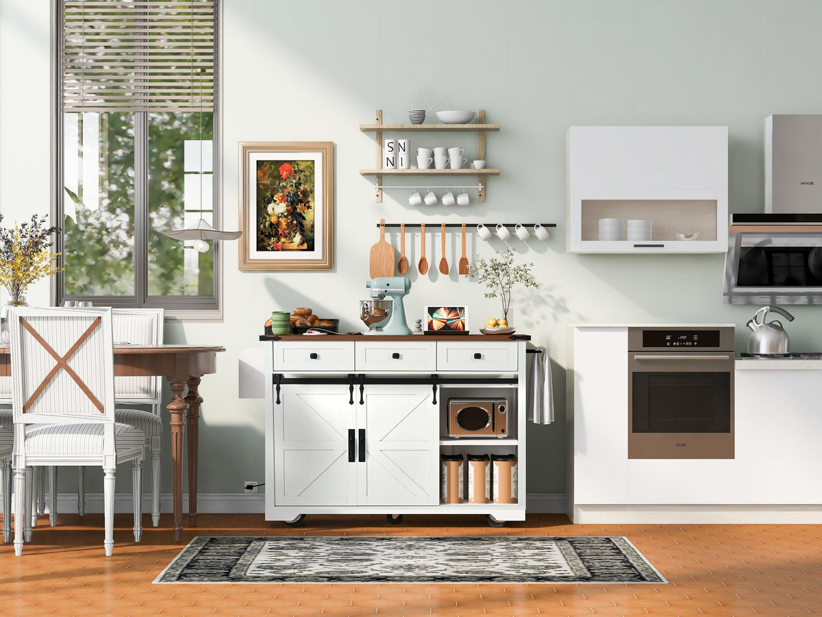 Farmhouse Kitchen Island with Power Outlet-53.7"