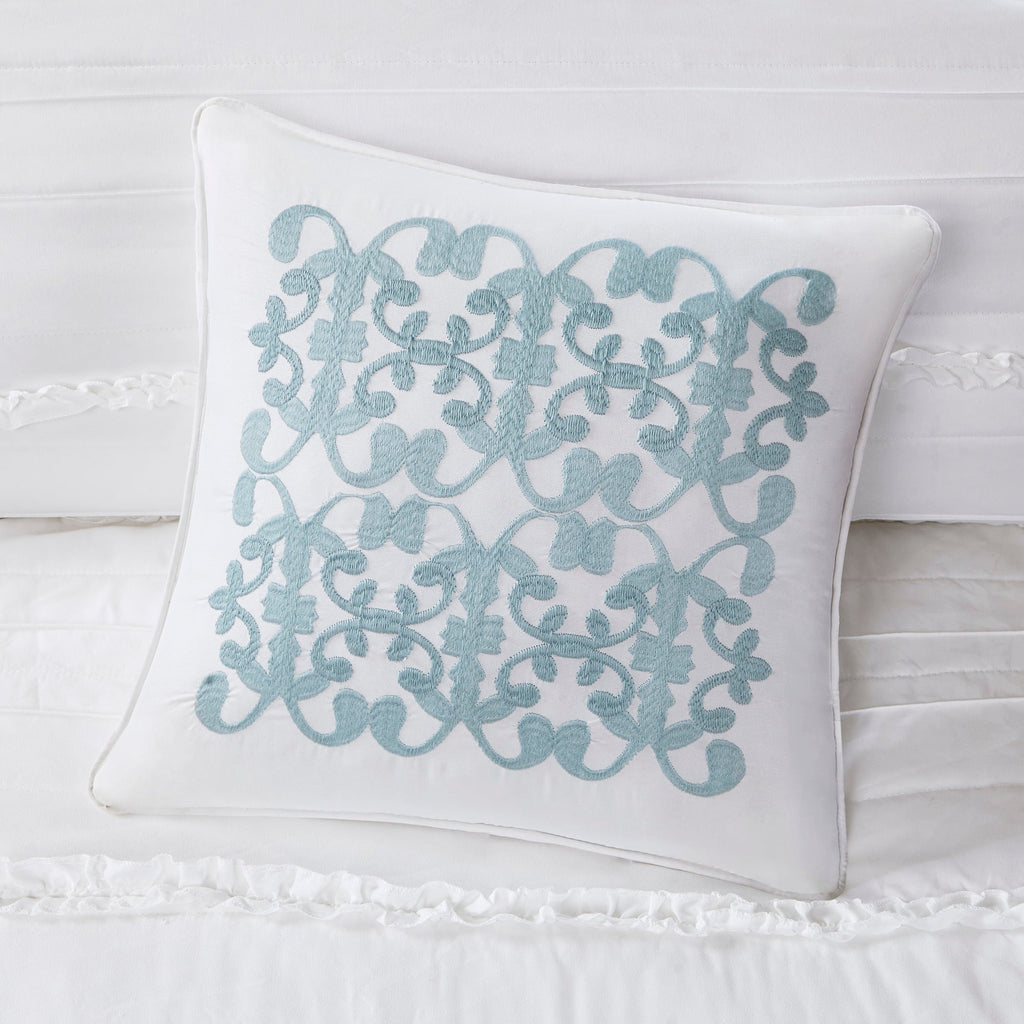 White 5 Piece Microfiber Ruffled Comforter Set - California King