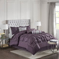 Deep Plum 7 Piece Tufted Comforter Set with Elegant Detailing
