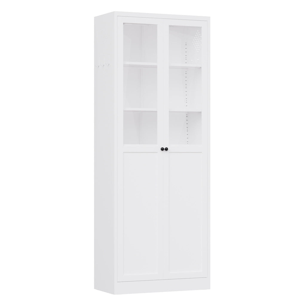 Tall Metal Kitchen Pantry Cabinet with Adjustable Shelves And Silent Magnetic Doors