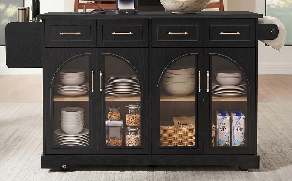 Kitchen Island with Storage & Drop Leaf - 65"