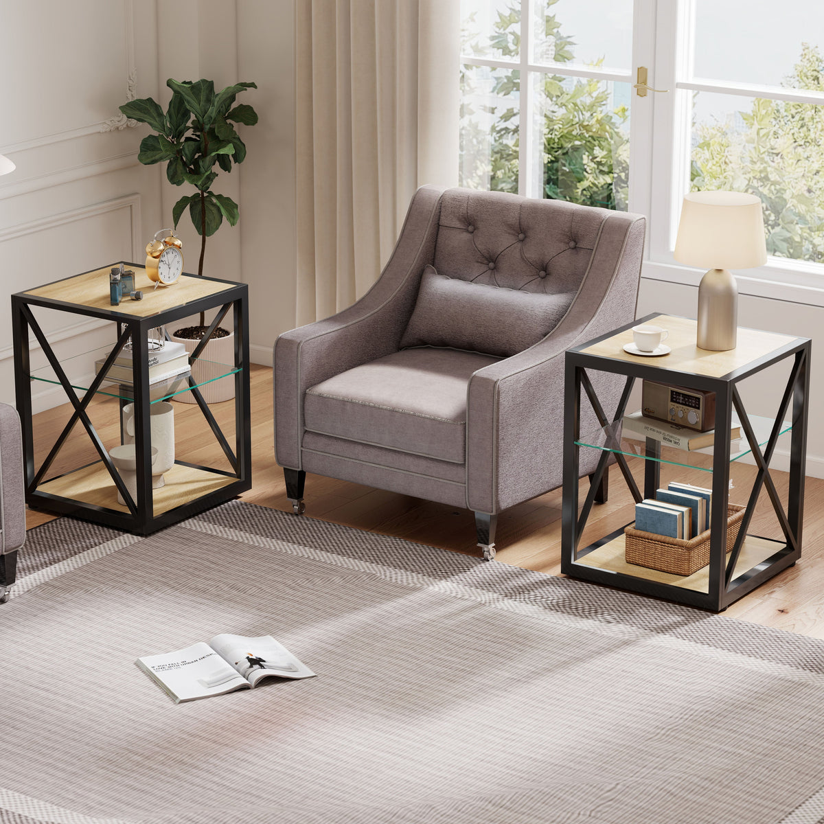 Modern End Table Nightstands-Set of 2