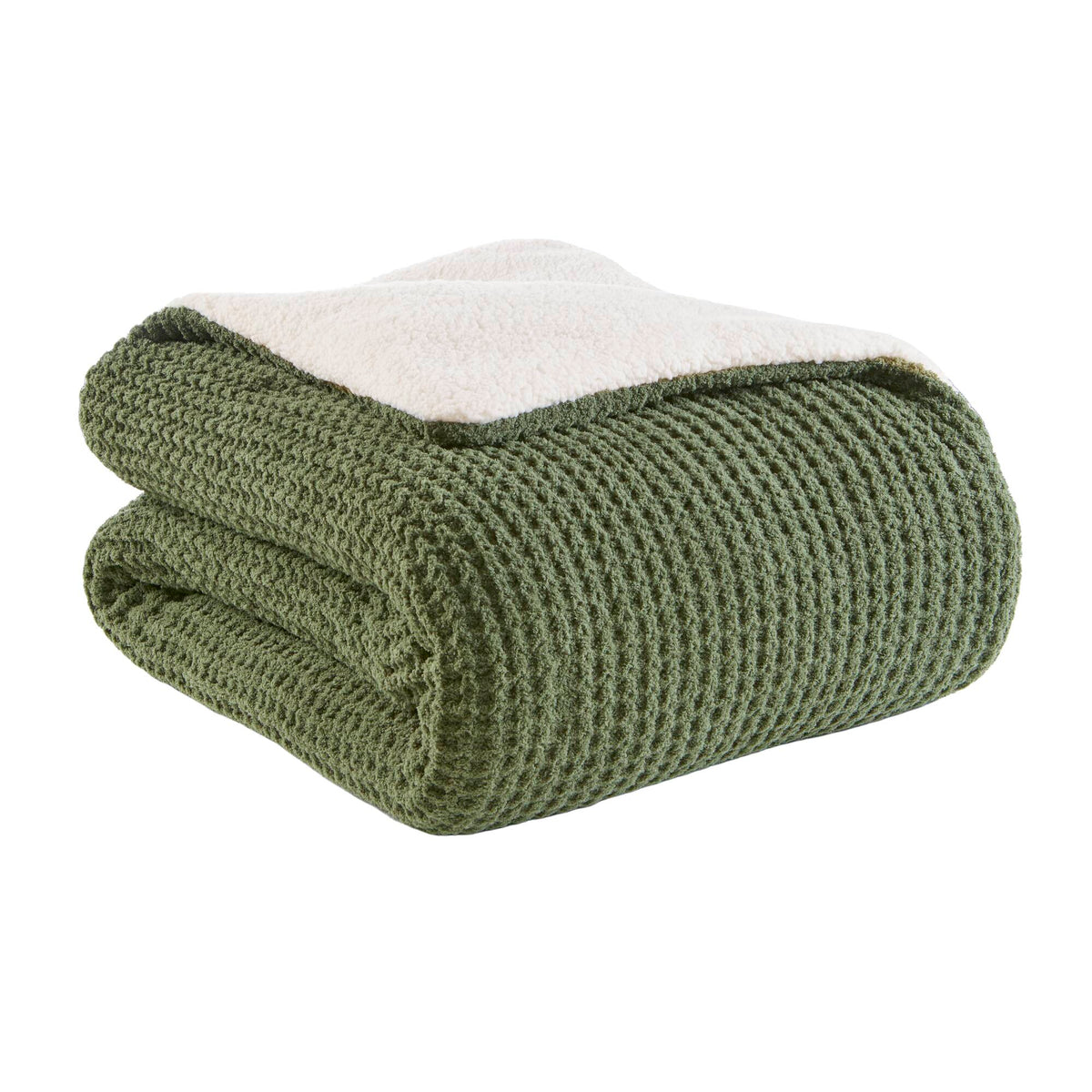 Olive Full/Queen Waffle Knit Chenille Comforter Set