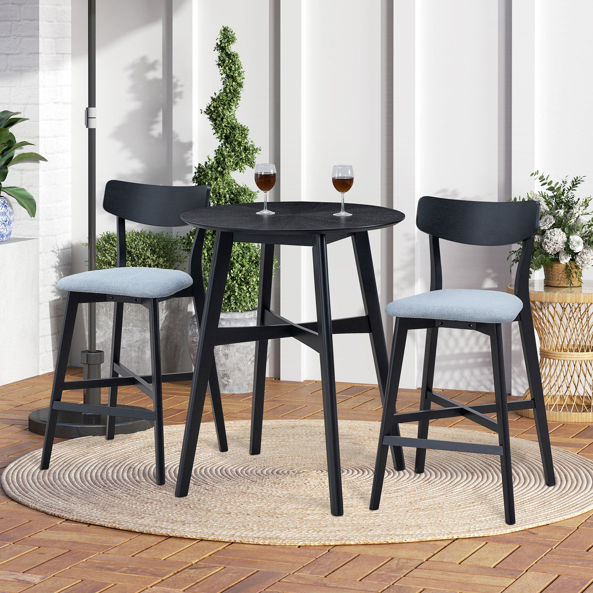 Modern Upholstered Kitchen Island Chairs-Set of 2