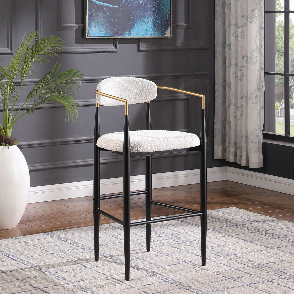 Upholstered Bar Stools with Backs- Set of 2 - Beige