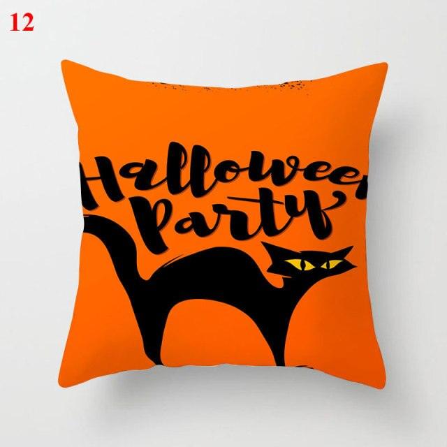 Halloween Pumpkin Throw Pillow Cover – Orange & Black