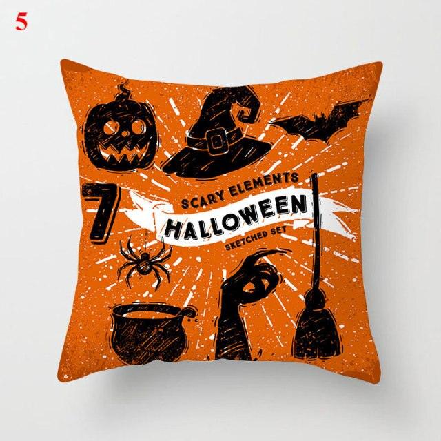 Halloween Pumpkin Throw Pillow Cover – Orange & Black