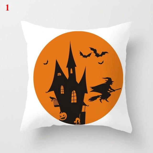 Halloween Pumpkin Throw Pillow Cover – Orange & Black