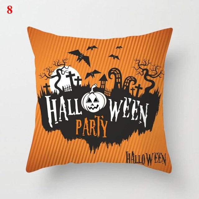 Halloween Pumpkin Throw Pillow Cover – Orange & Black