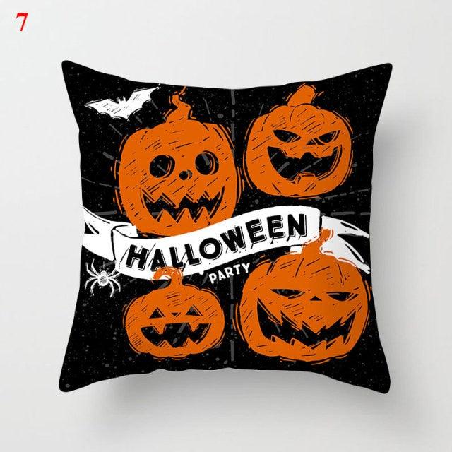 Halloween Pumpkin Throw Pillow Cover – Orange & Black