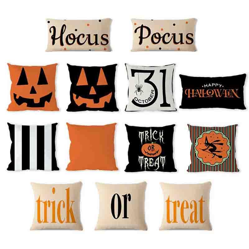 Halloween Pumpkin Throw Pillow Cover – Orange & Black