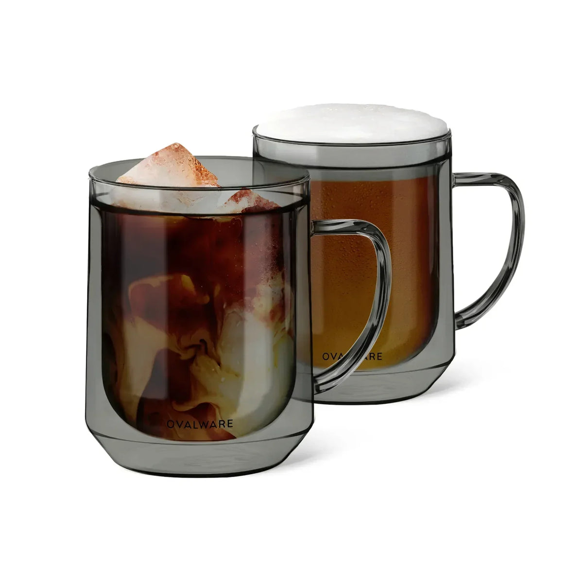 Double-Wall Glass Mugs – 17 oz, Set of 2