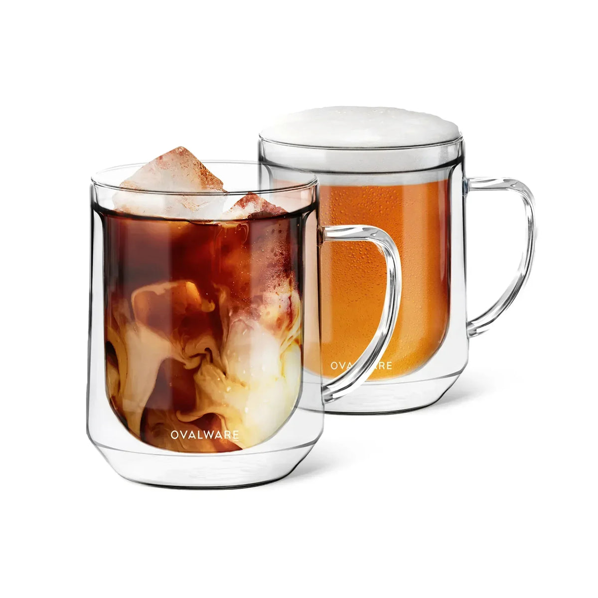 Double-Wall Glass Mugs – 17 oz, Set of 2
