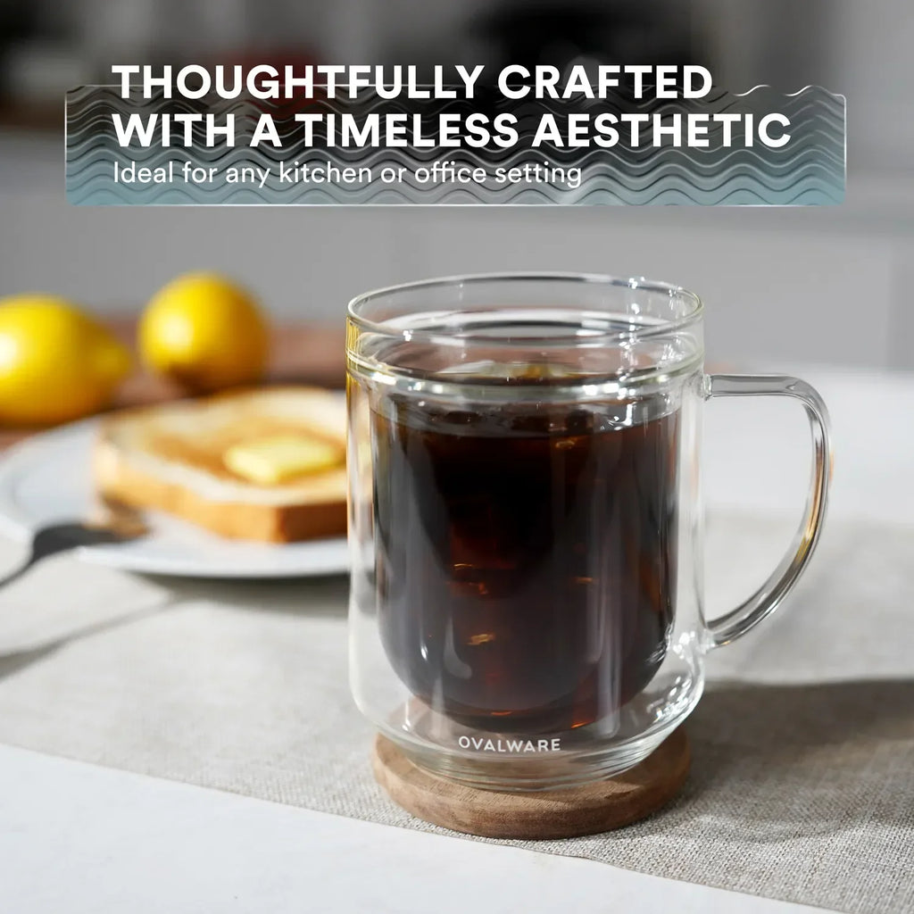 Double-Wall Glass Mugs – 17 oz, Set of 2
