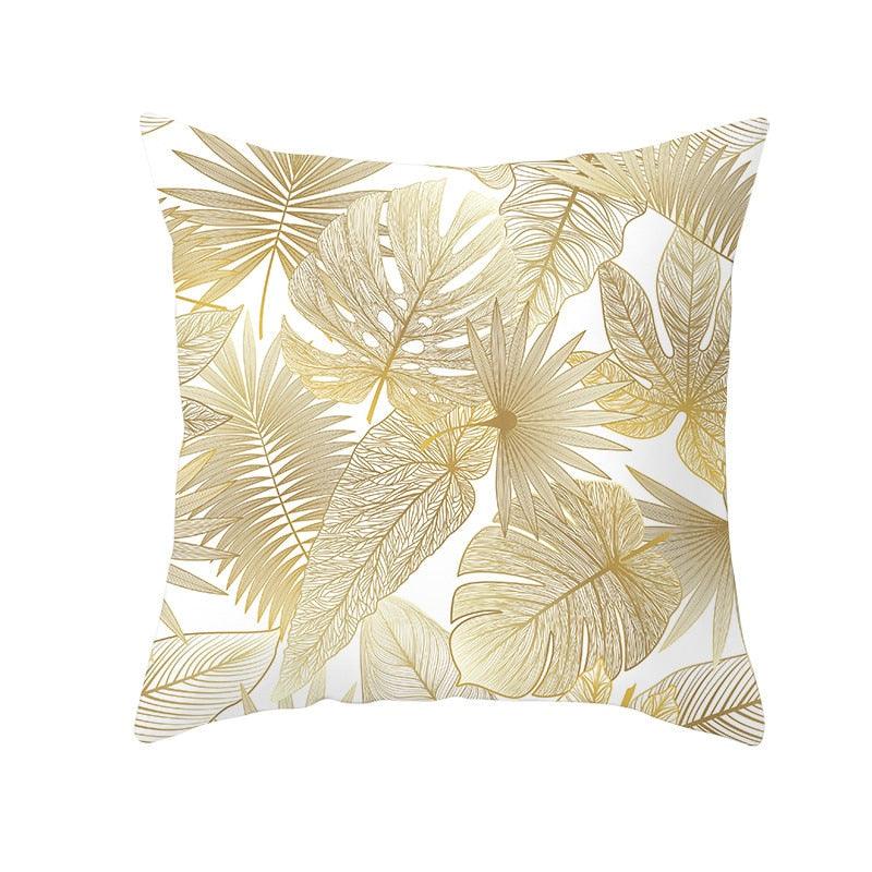 Tropical Leaf Throw Pillow Cover – Green & Yellow