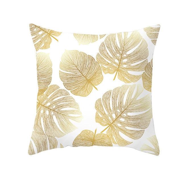 Tropical Leaf Throw Pillow Cover – Green & Yellow