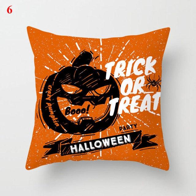 Halloween Pumpkin Throw Pillow Cover – Orange & Black