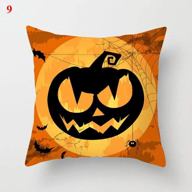 Halloween Pumpkin Throw Pillow Cover – Orange & Black