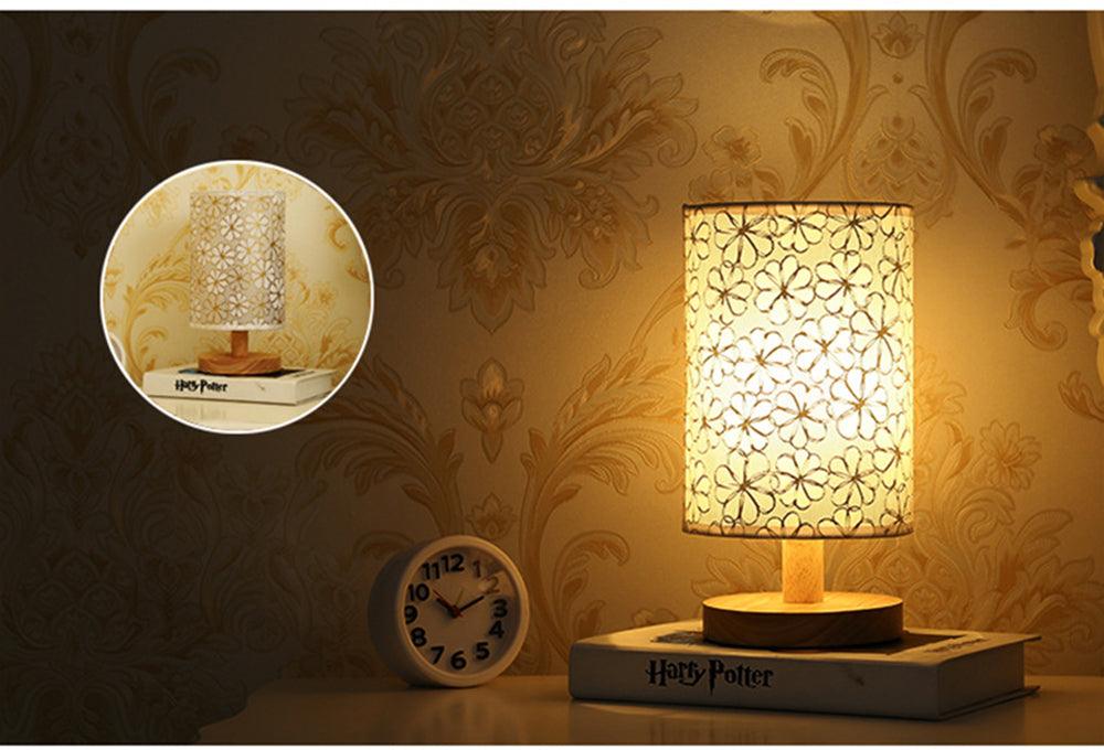 Modern Wood Table Lamp – Dimmable Bedside Light