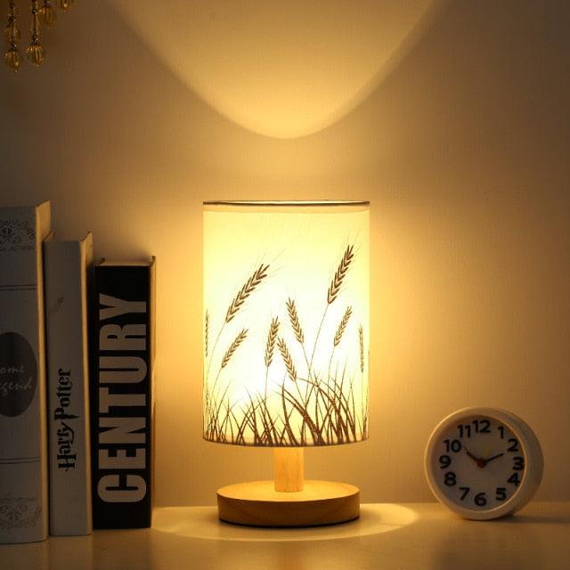 Modern Wood Table Lamp – Dimmable Bedside Light