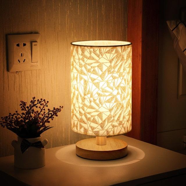 Modern Wood Table Lamp – Dimmable Bedside Light