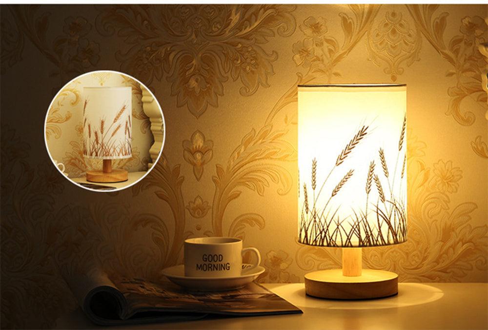 Modern Wood Table Lamp – Dimmable Bedside Light