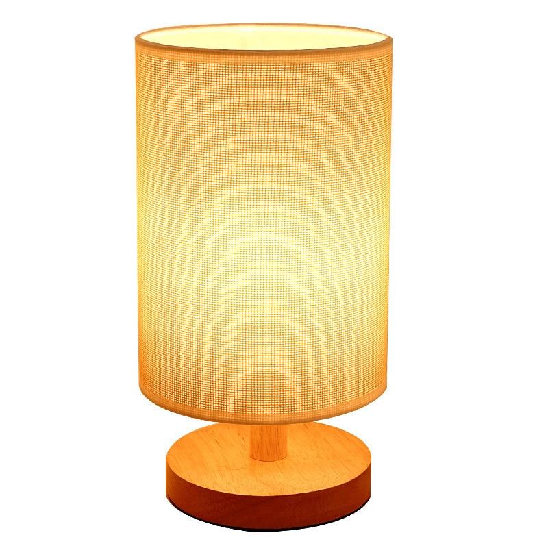 Modern Wood Table Lamp – Dimmable Bedside Light
