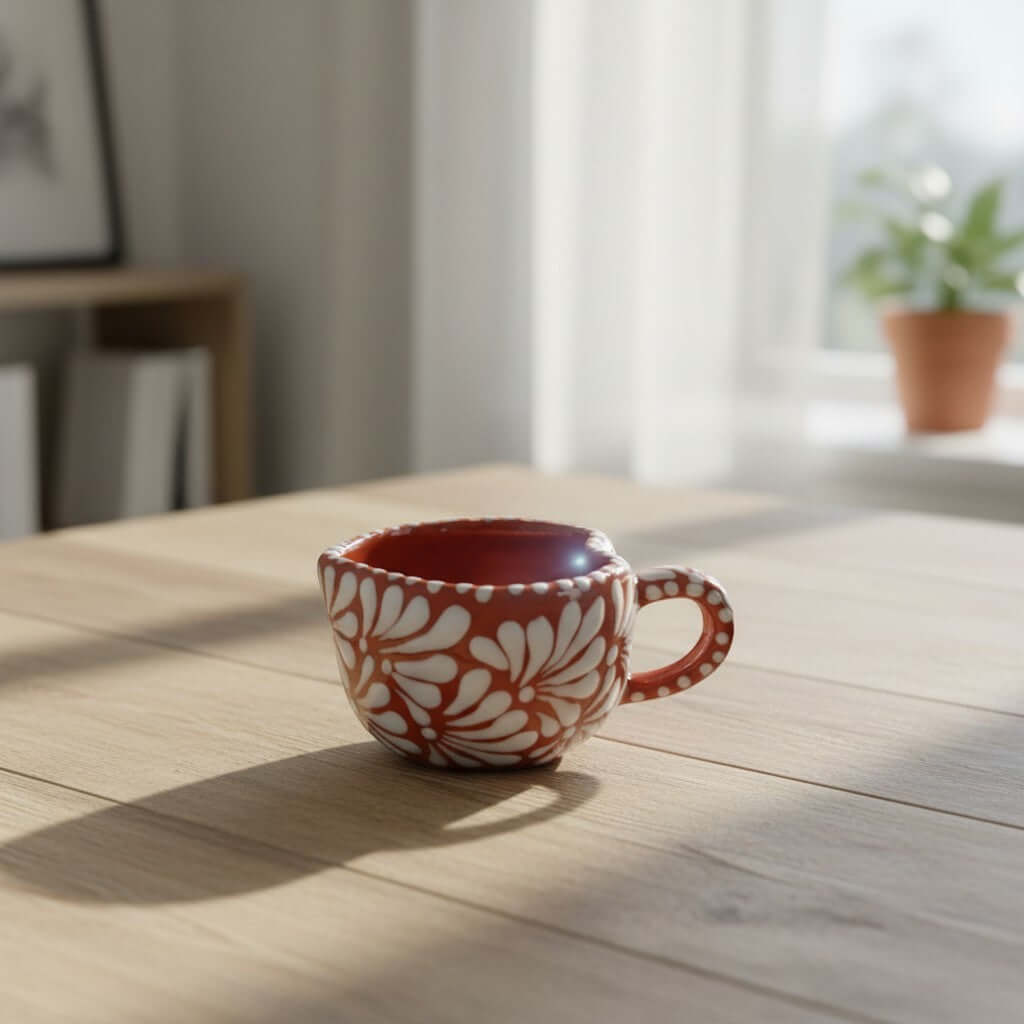 Handmade Talavera Heart Ceramic Coffee Mug – Floral