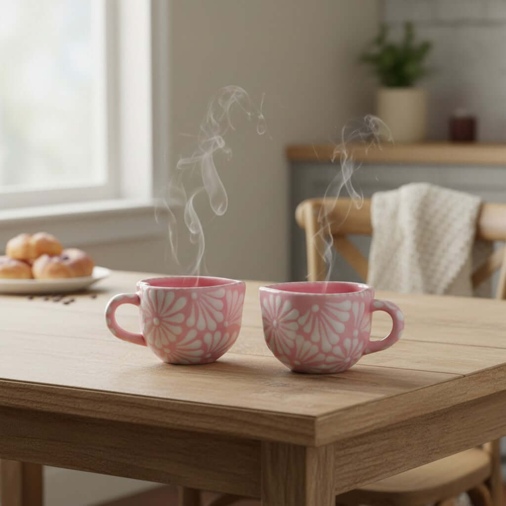 Hand-painted Pink Talavera Heart Ceramic Mug
