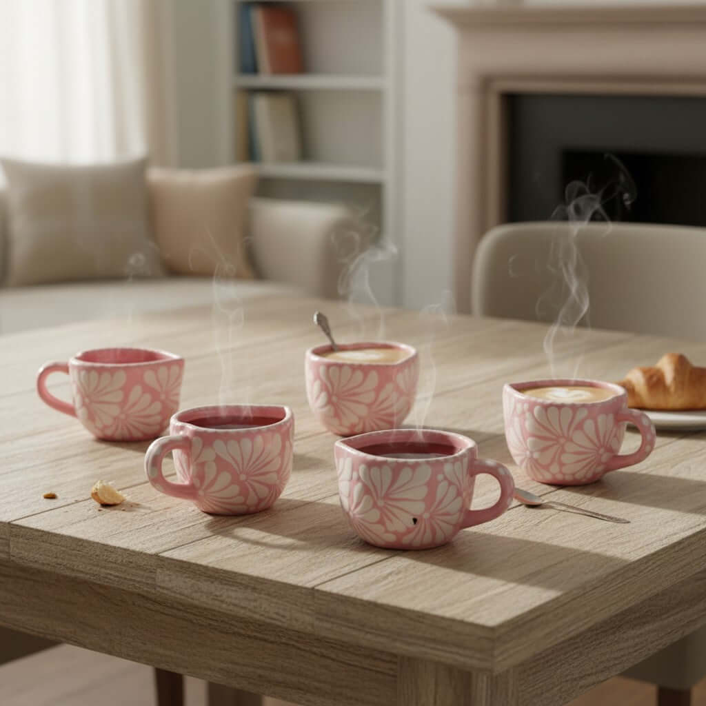 Hand-painted Pink Talavera Heart Ceramic Mug