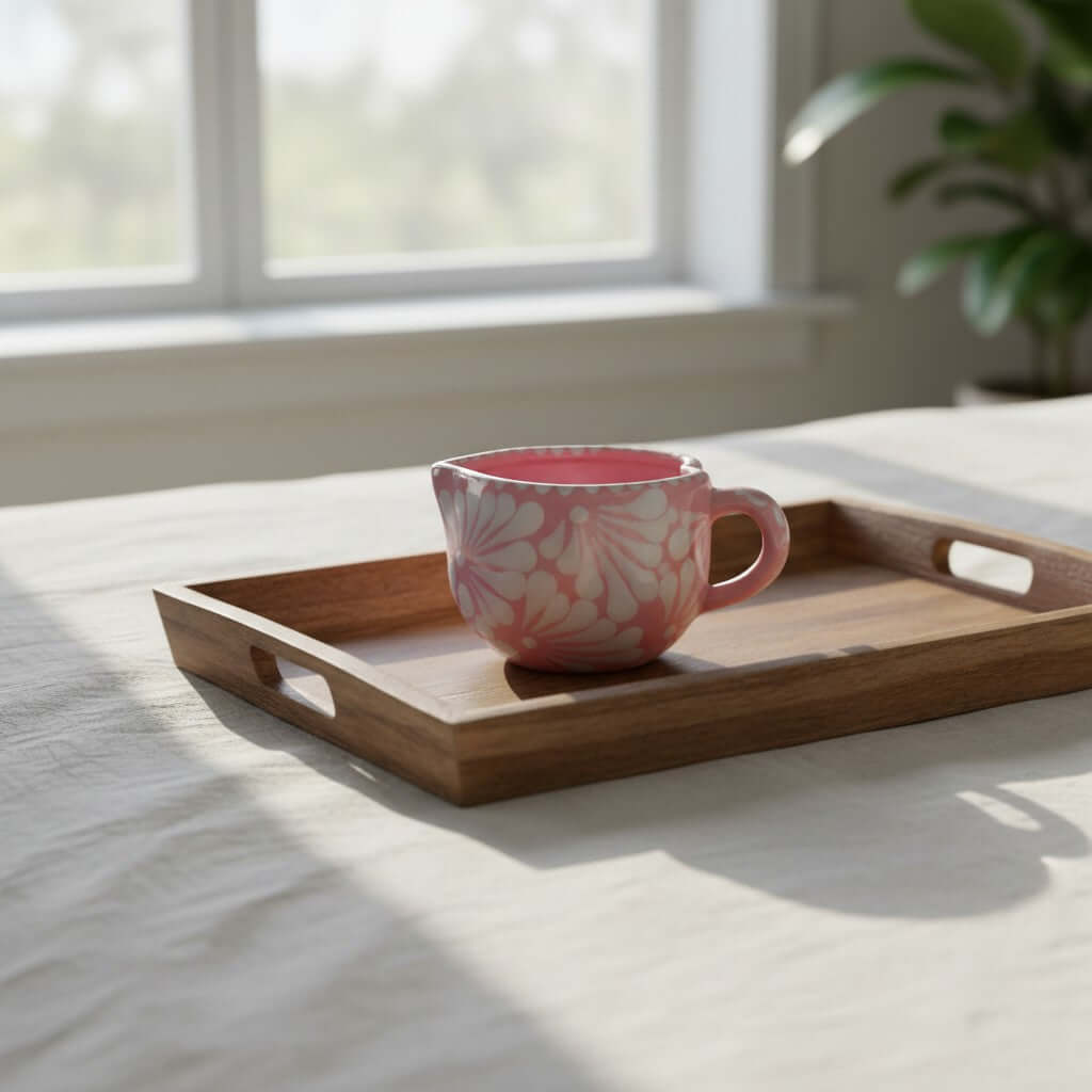 Hand-painted Pink Talavera Heart Ceramic Mug