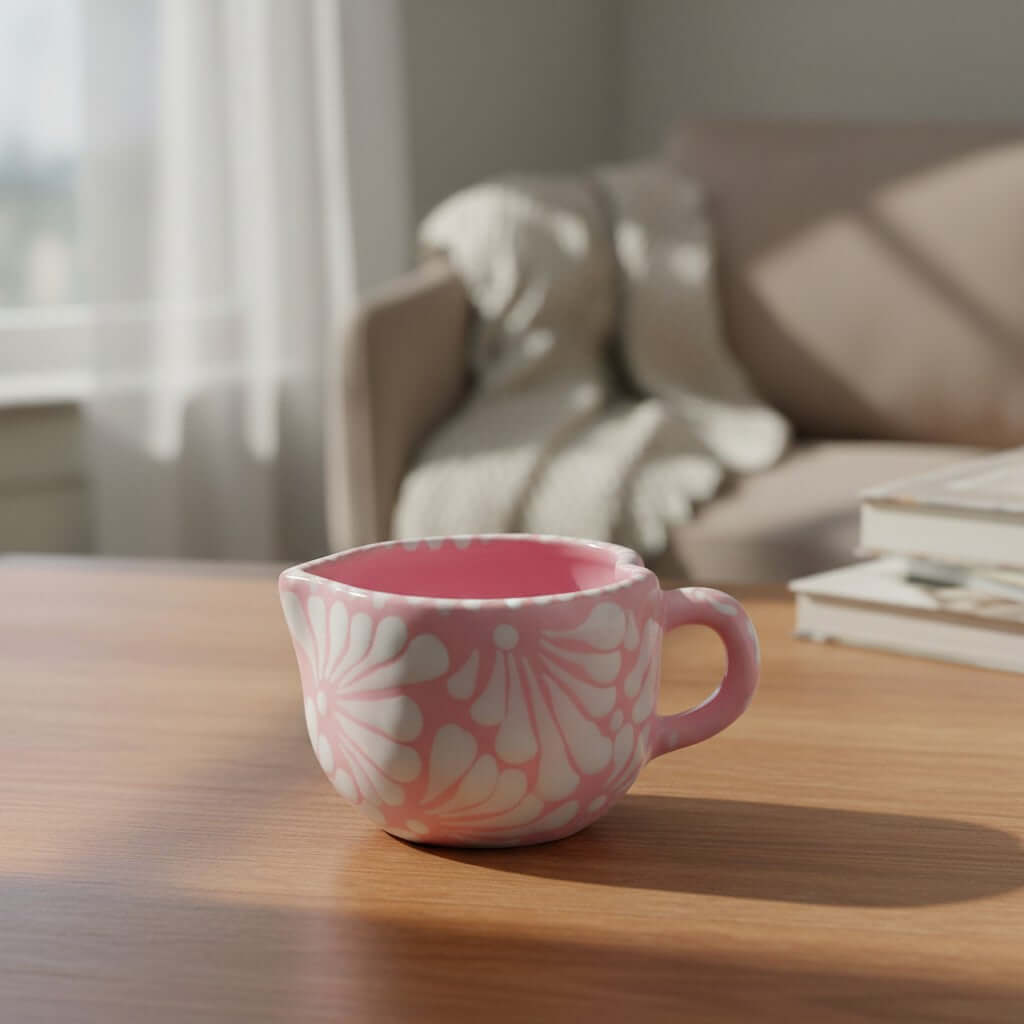 Hand-painted Pink Talavera Heart Ceramic Mug