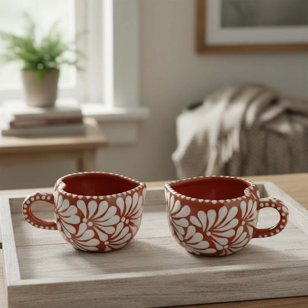 Handmade Talavera Heart Ceramic Coffee Mug – Floral