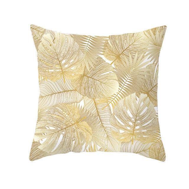 Tropical Leaf Throw Pillow Cover – Green & Yellow