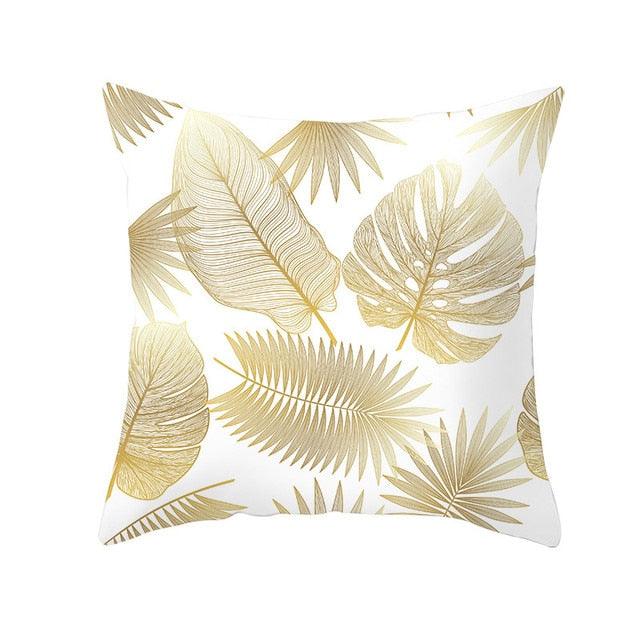 Tropical Leaf Throw Pillow Cover – Green & Yellow
