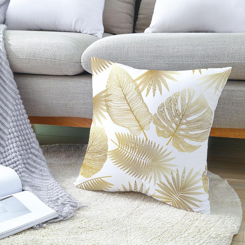 Tropical Leaf Throw Pillow Cover – Green & Yellow
