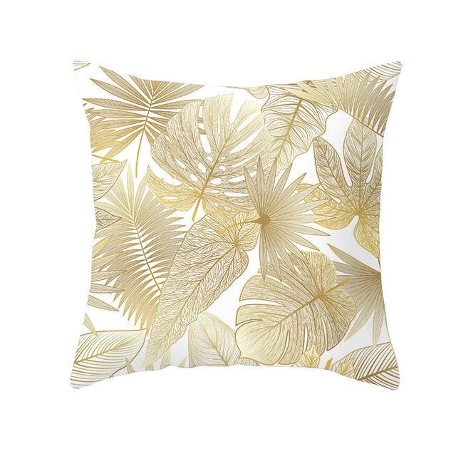 Tropical Leaf Throw Pillow Cover – Green & Yellow