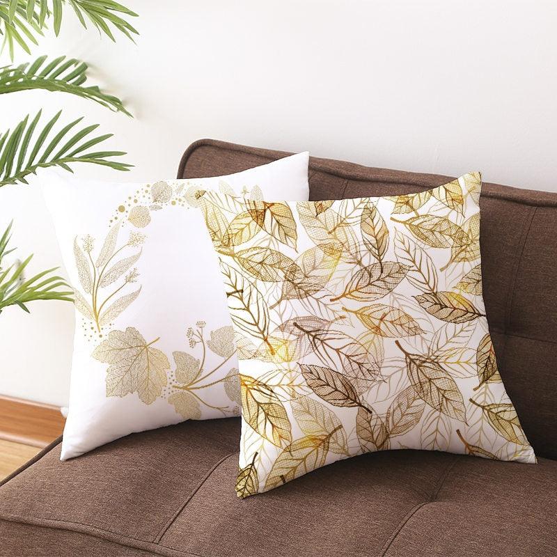 Tropical Leaf Throw Pillow Cover – Green & Yellow